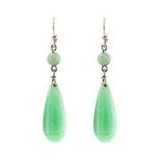 Art Deco Sterling Silver Jade Drop Earrings
