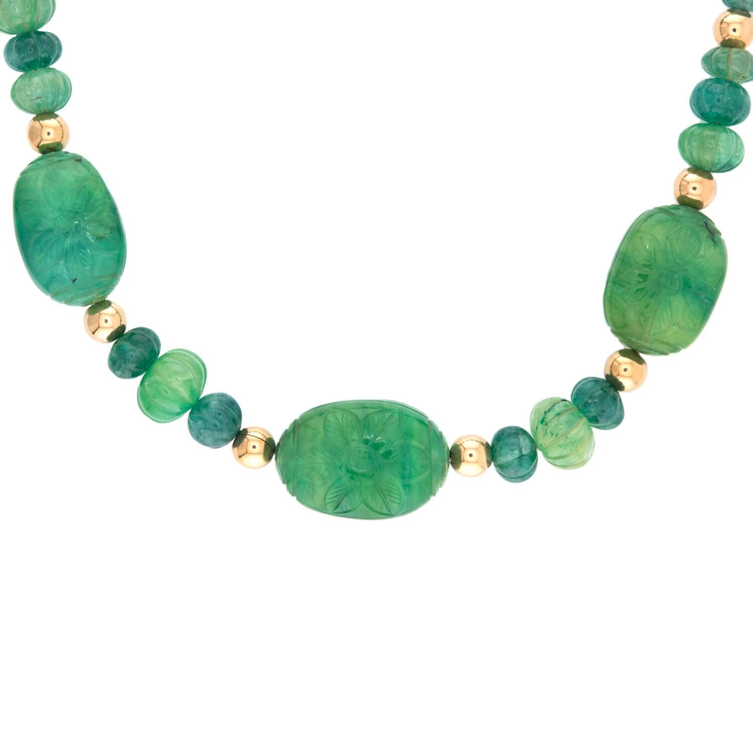 Art Deco Gold-Filled & Jadeite Bead Necklace