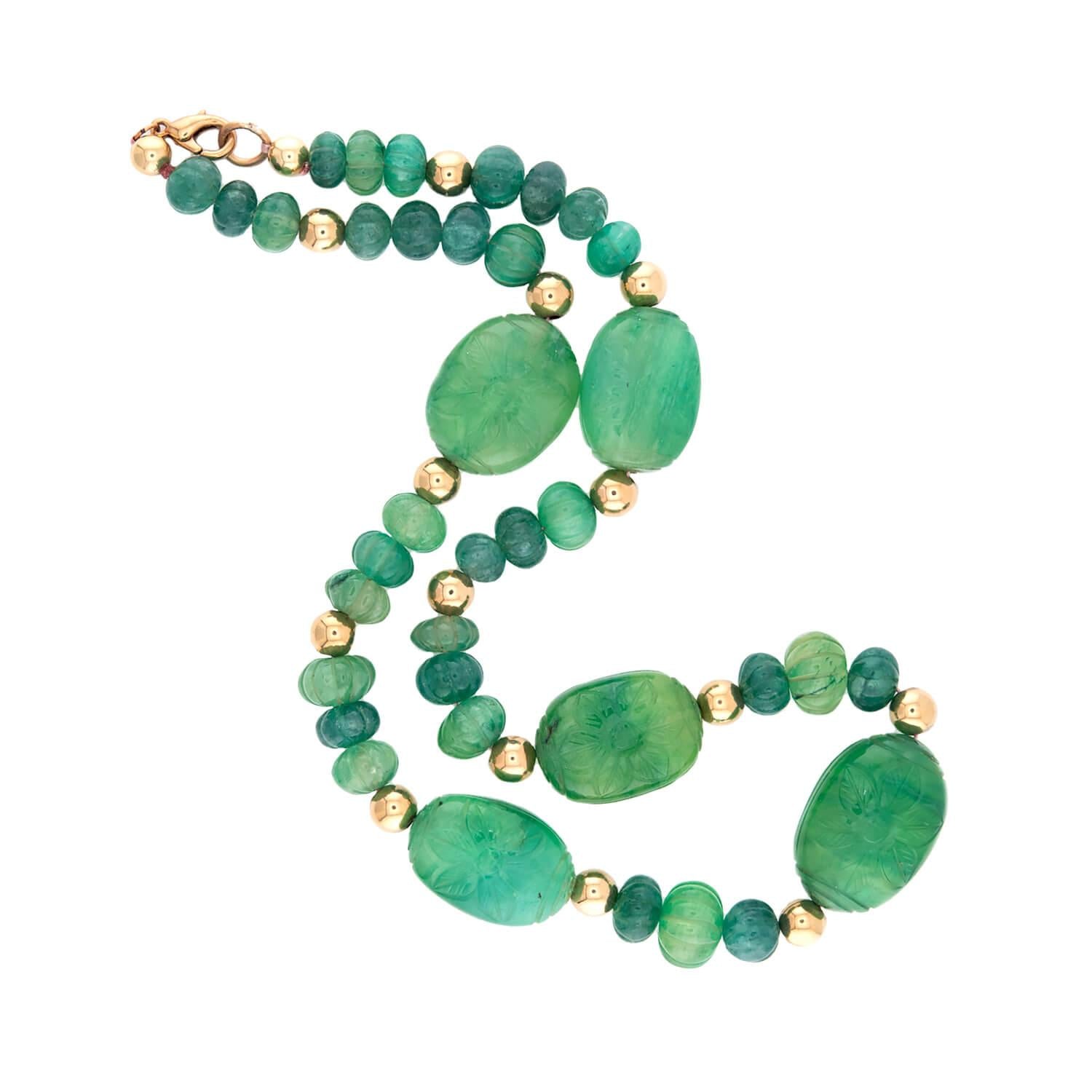 Art Deco Gold-Filled & Jadeite Bead Necklace