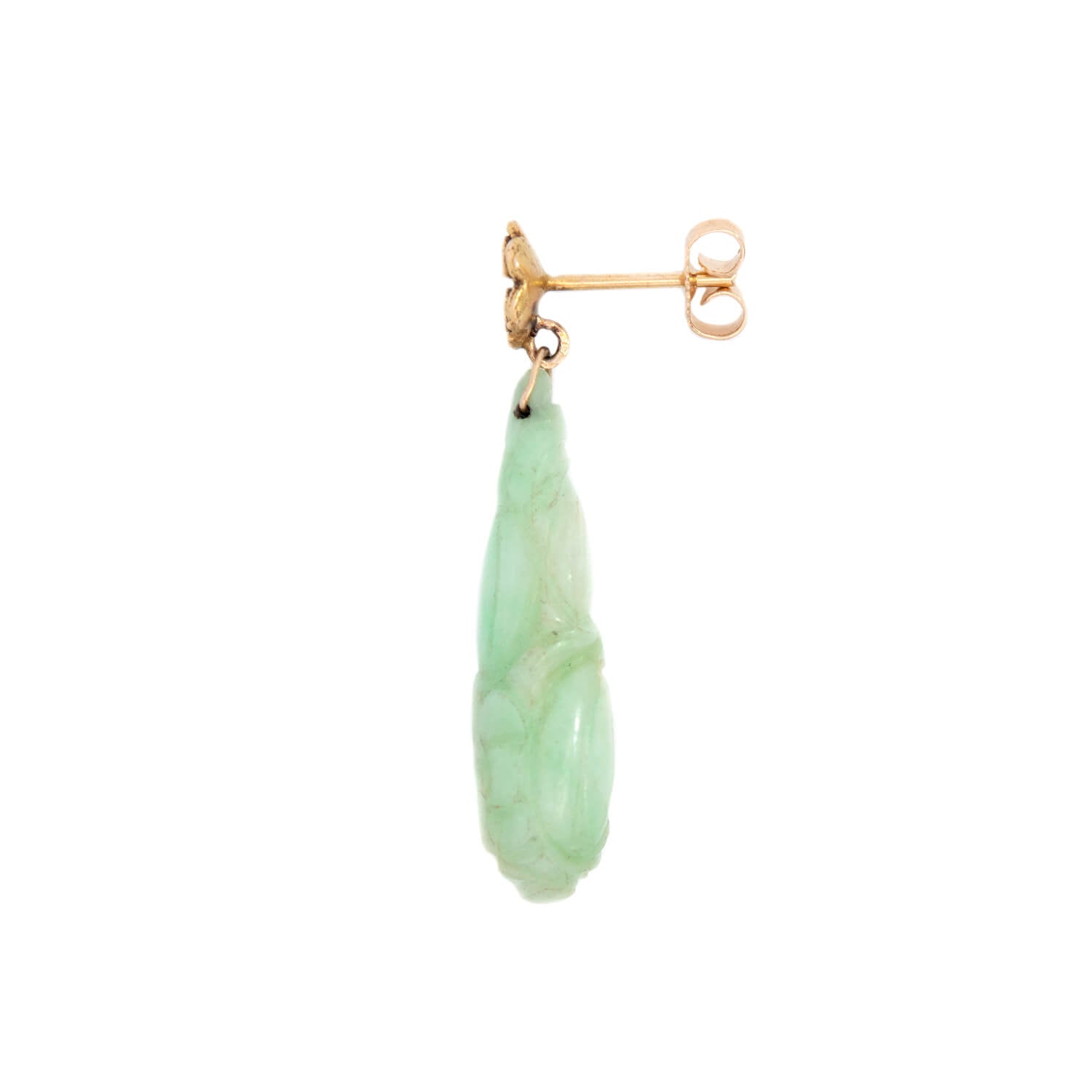 Edwardian 14k Carved Jade Earrings