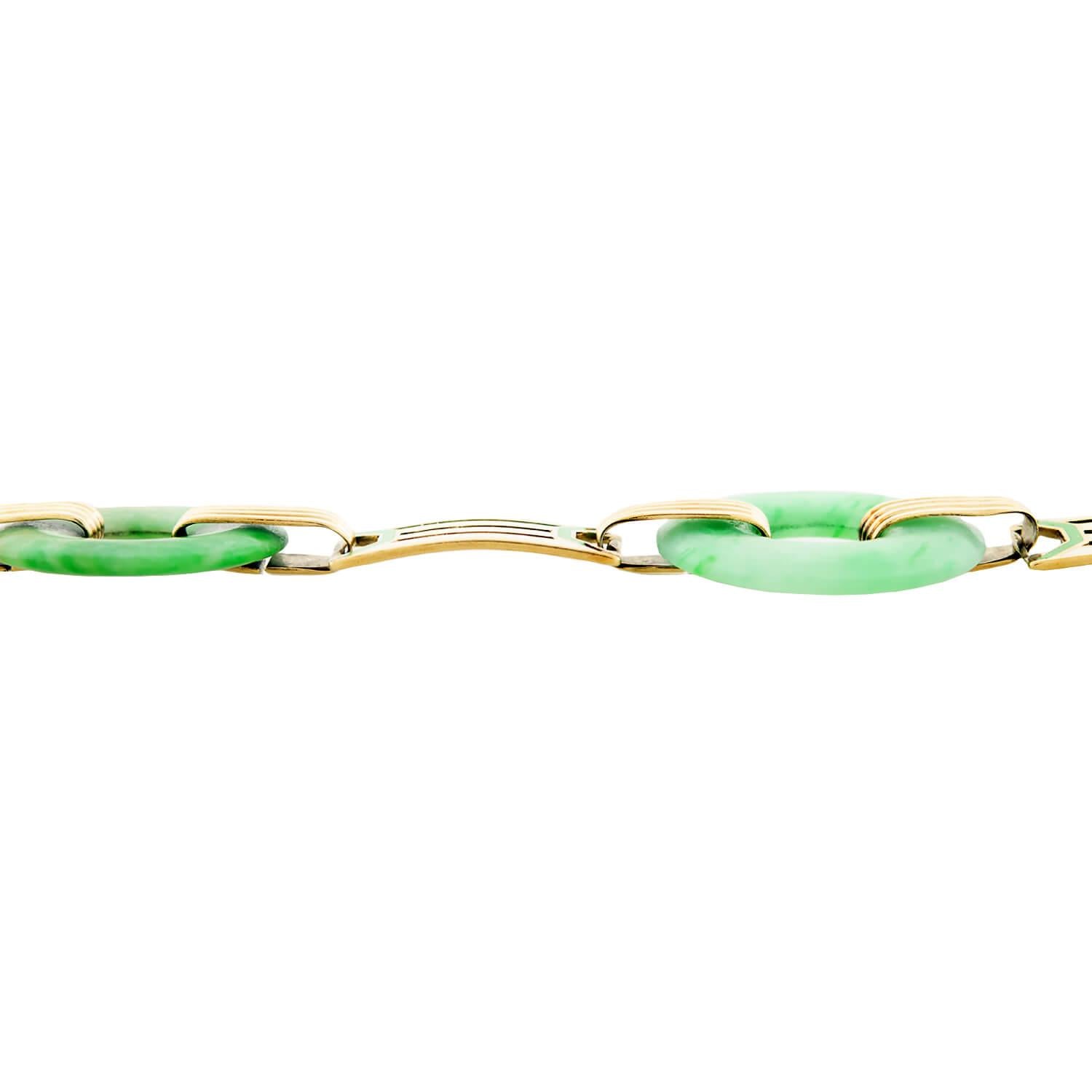 ALLSOPP-STELLER INC Art Deco Jade Circles Enamel Link Bracelet