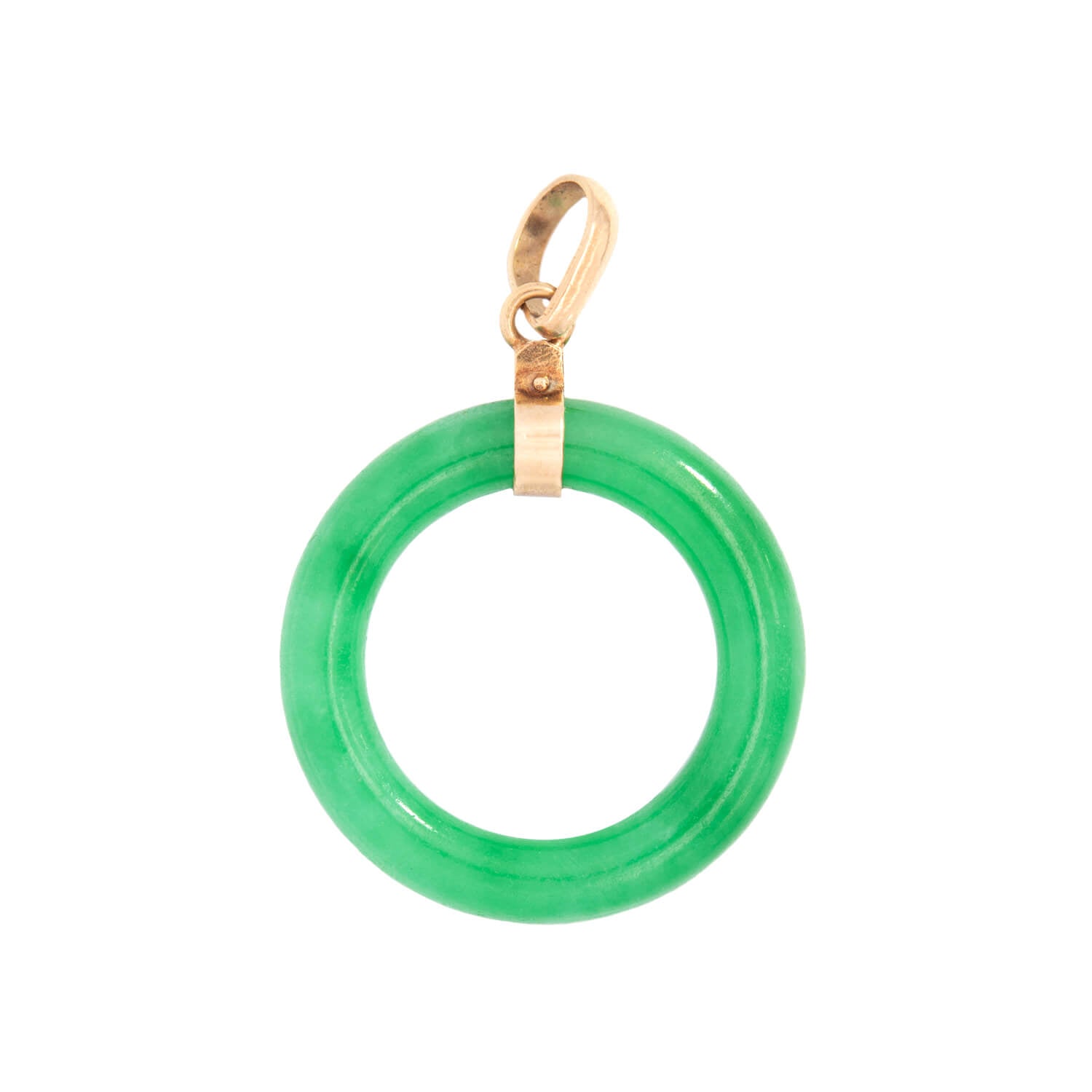 Estate 18k Circle Jade Pendant