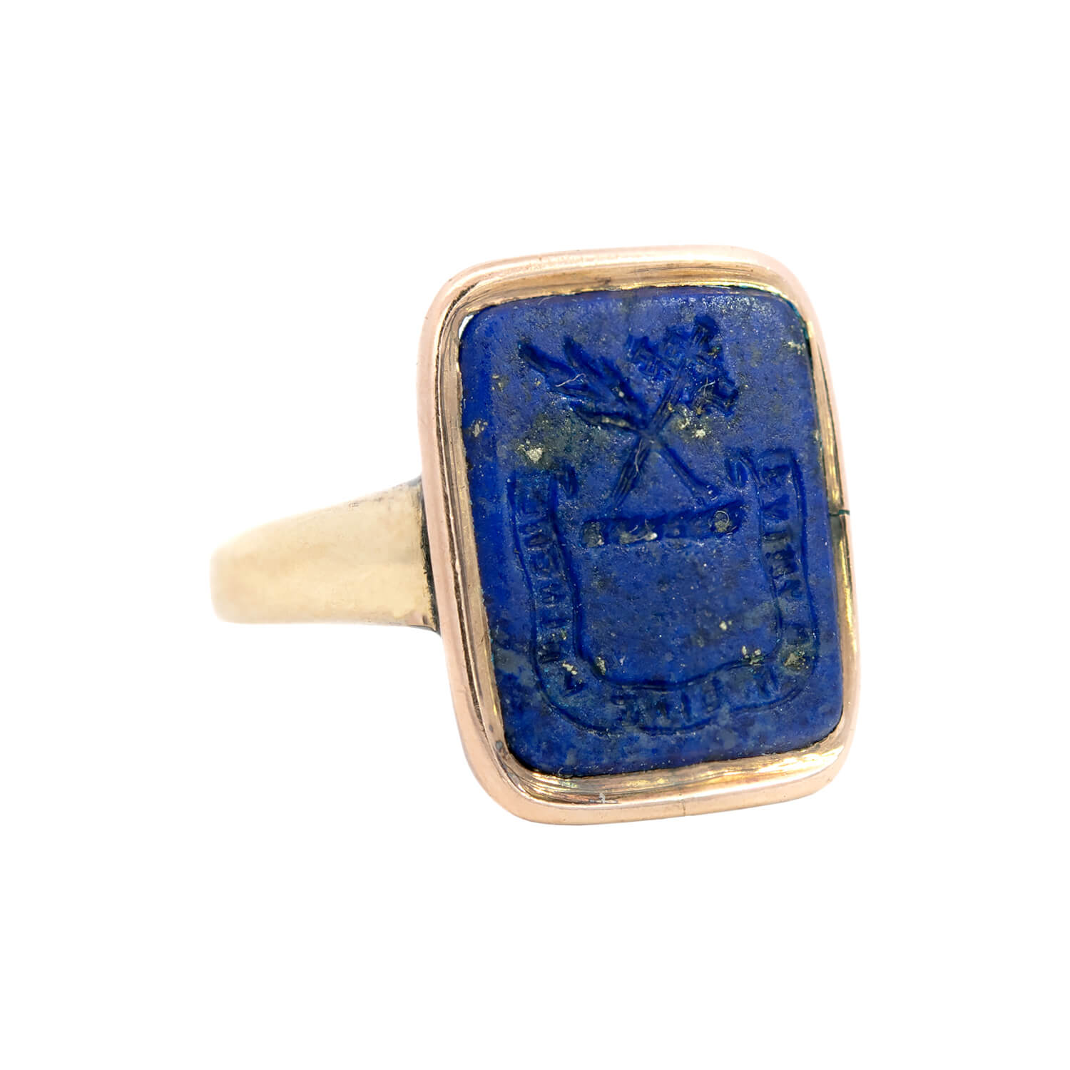 Georgian 15k Lapis Intaglio Signet Ring