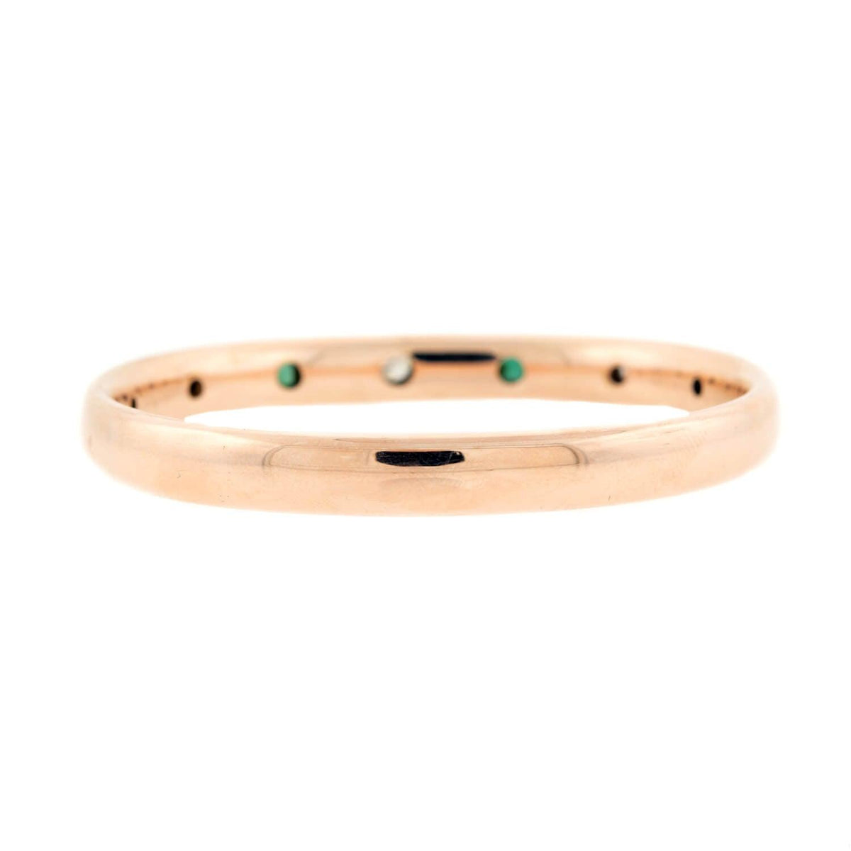Late Victorian 14k Diamond and Emerald Doublet Etched Bangle Bracelet