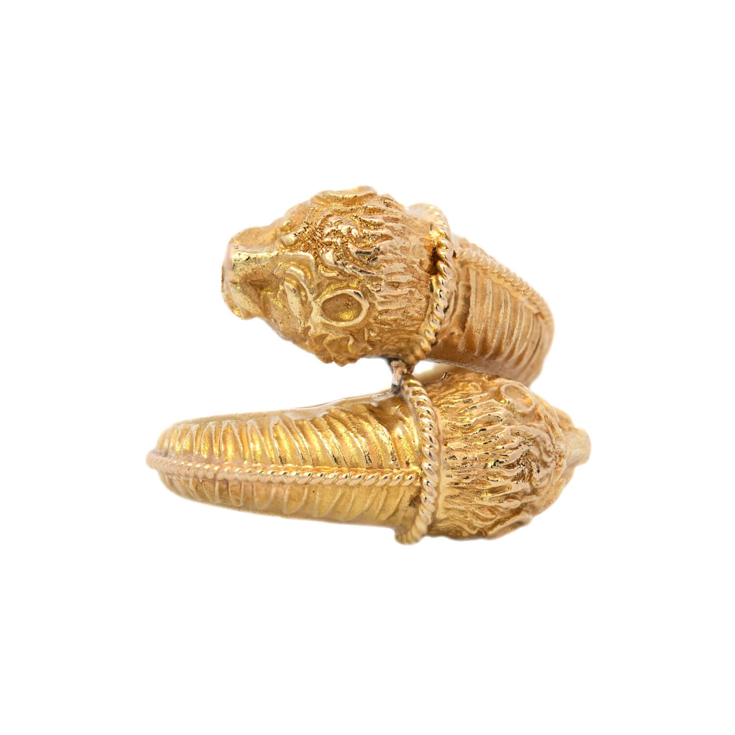 Estate 18k "Lalaounis" Double Lion Head Ring