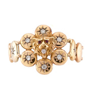 Victorian 14k Diamond and Ruby Lion Button Bracelet