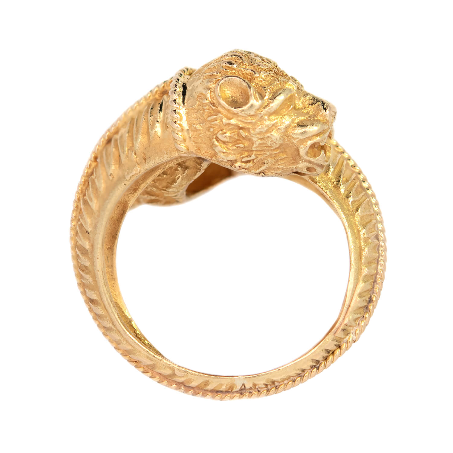 Estate 18k "Lalaounis" Double Lion Head Ring