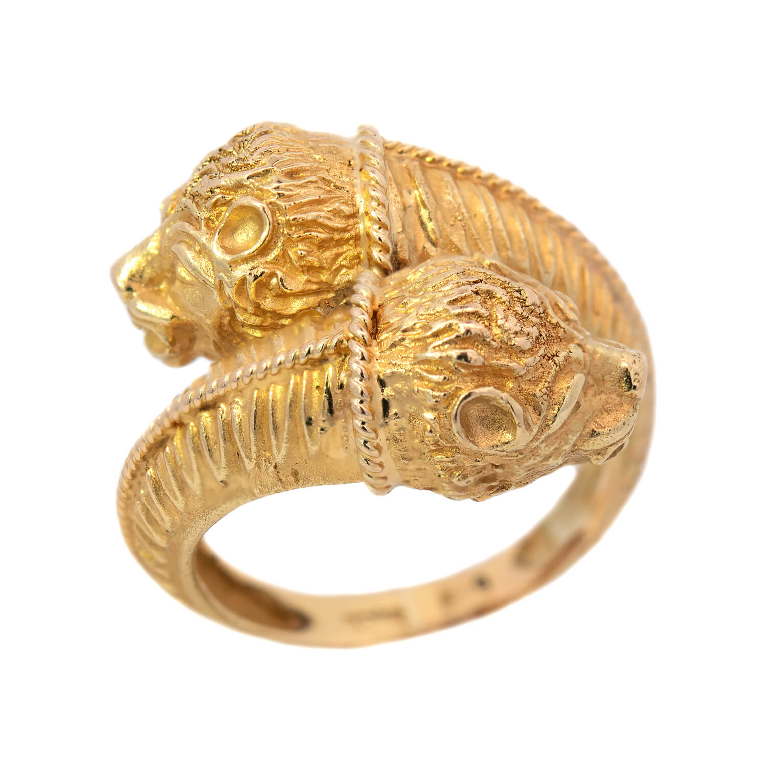 Estate 18k "Lalaounis" Double Lion Head Ring