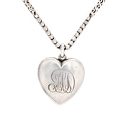 Victorian Sterling Silver Heart-Motif Locket Pendant Necklace