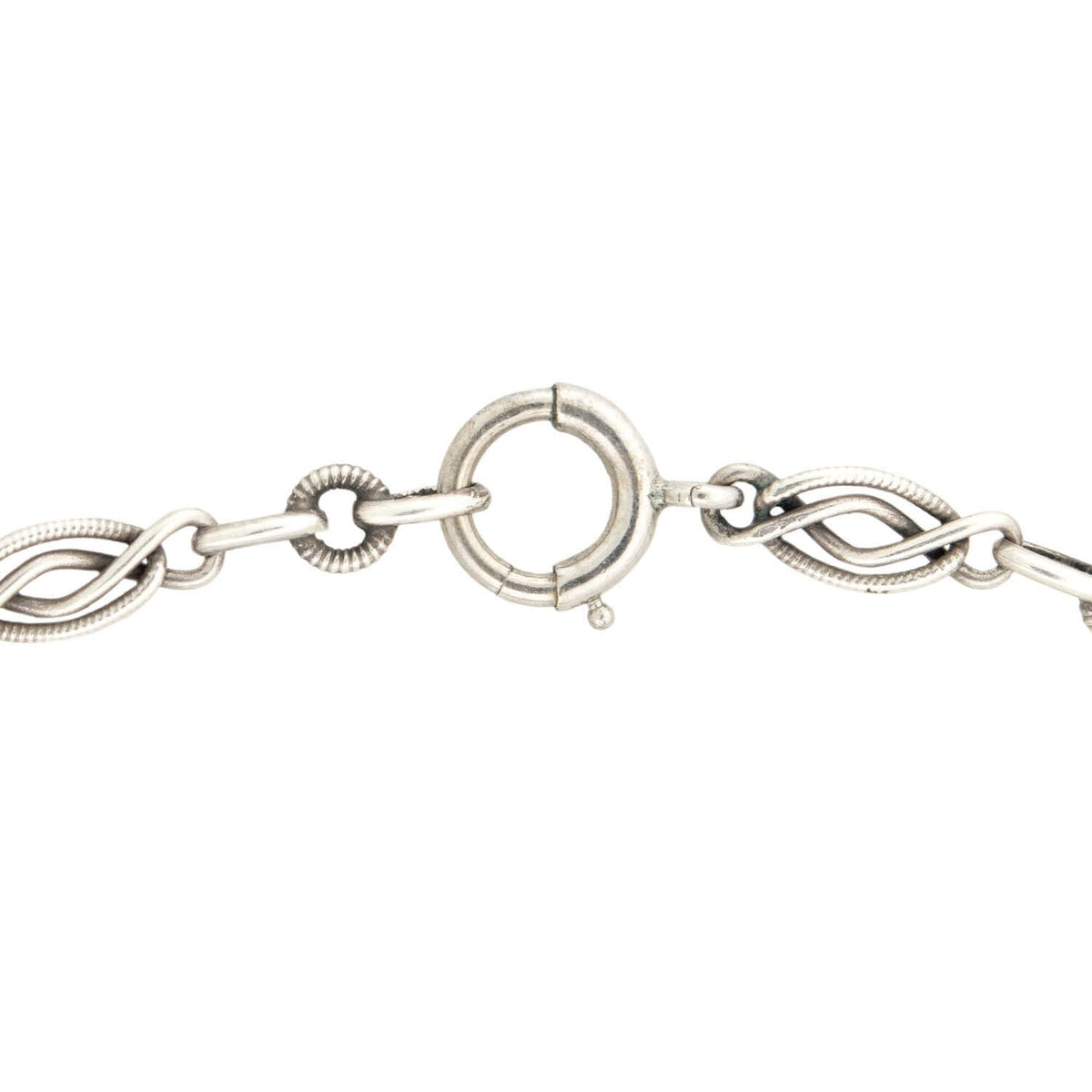 Victorian Sterling Silver Locket and 23" Twisted Link Chain Necklace