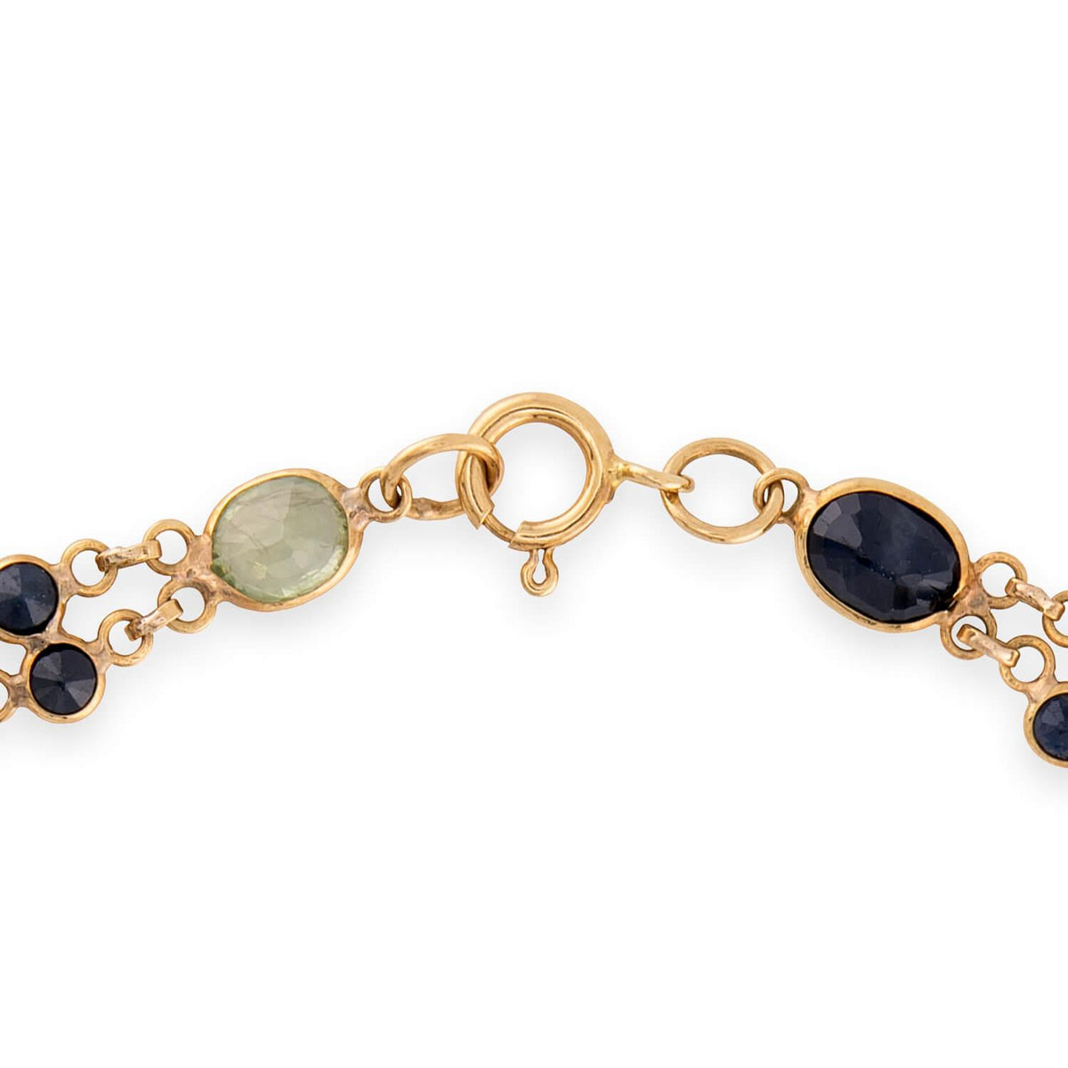 Estate 18k Tourmaline, Sapphire, & Peridot Link Bracelet
