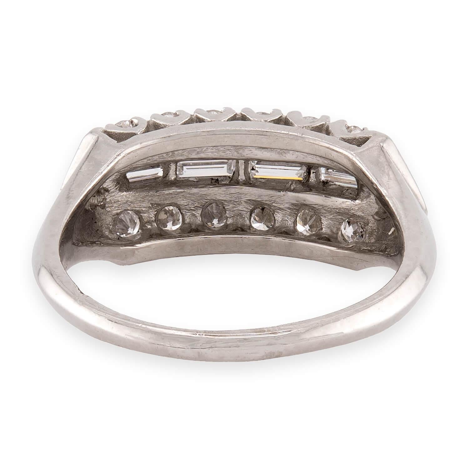 Retro Platinum Diamond Half Band