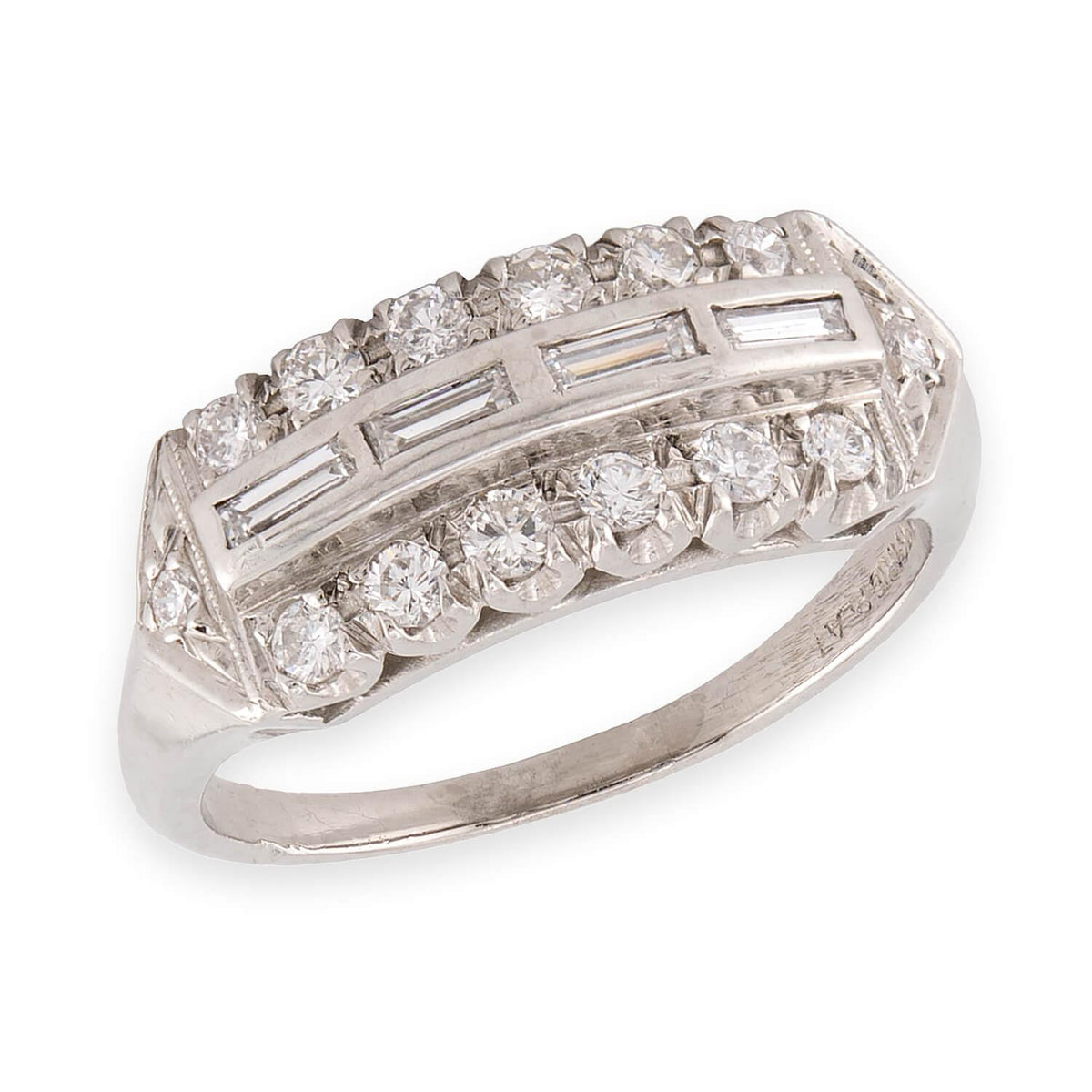 Retro Platinum Diamond Half Band