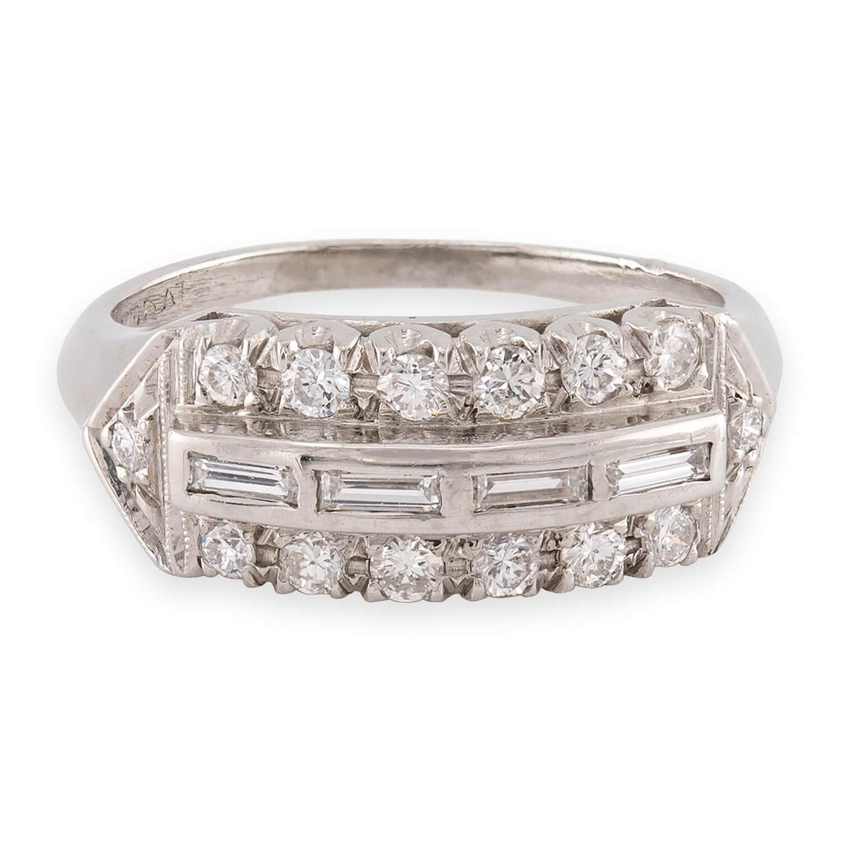 Retro Platinum Diamond Half Band