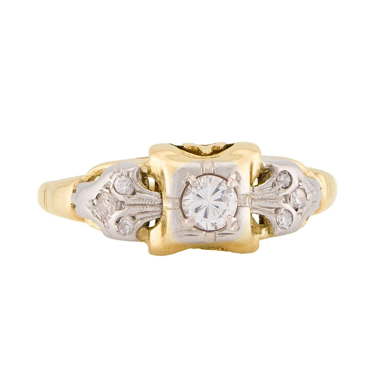Art Deco 14k Diamond Engagement Ring 0.15ct