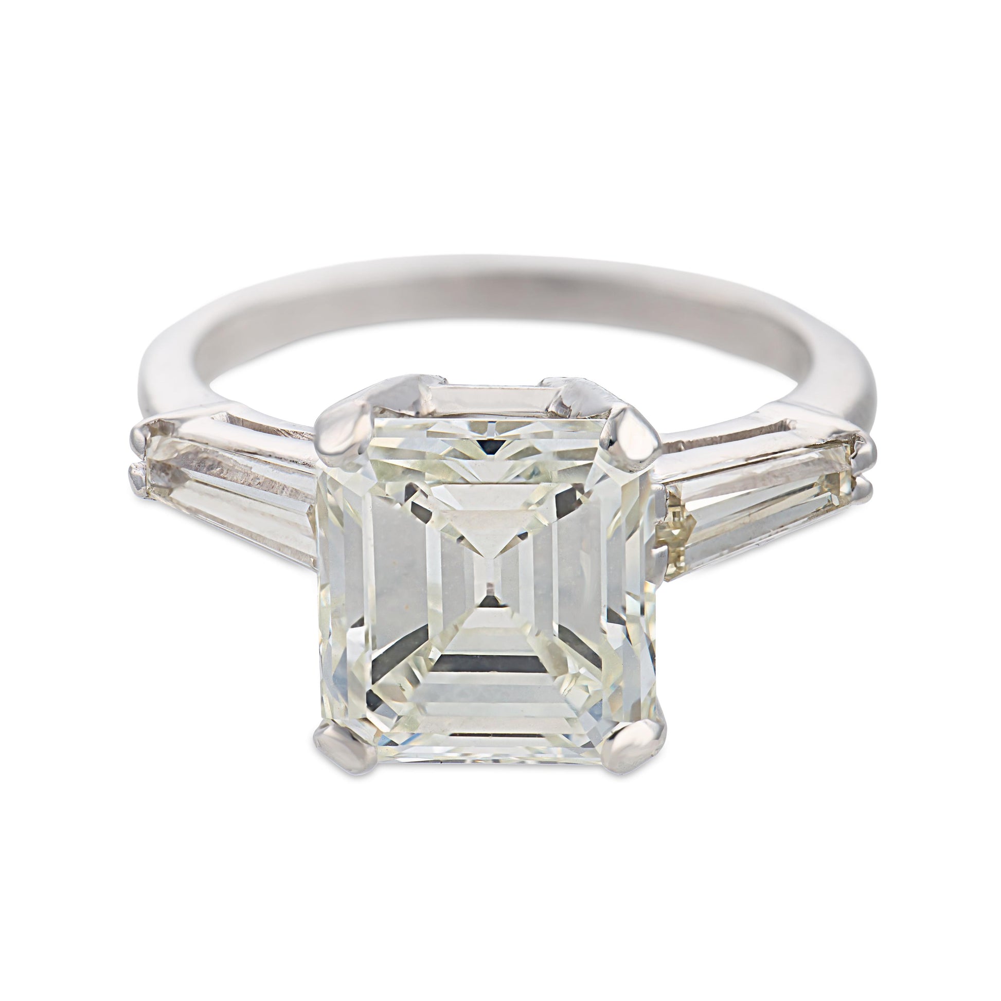 Retro Platinum GIA Diamond Engagement Ring 3.41ct