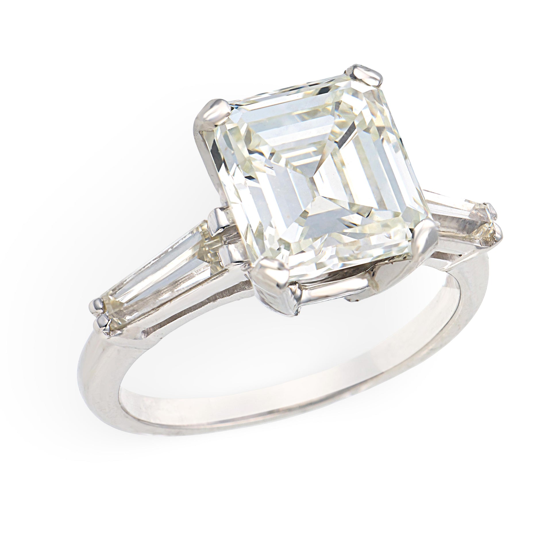 Retro Platinum GIA Diamond Engagement Ring 3.41ct