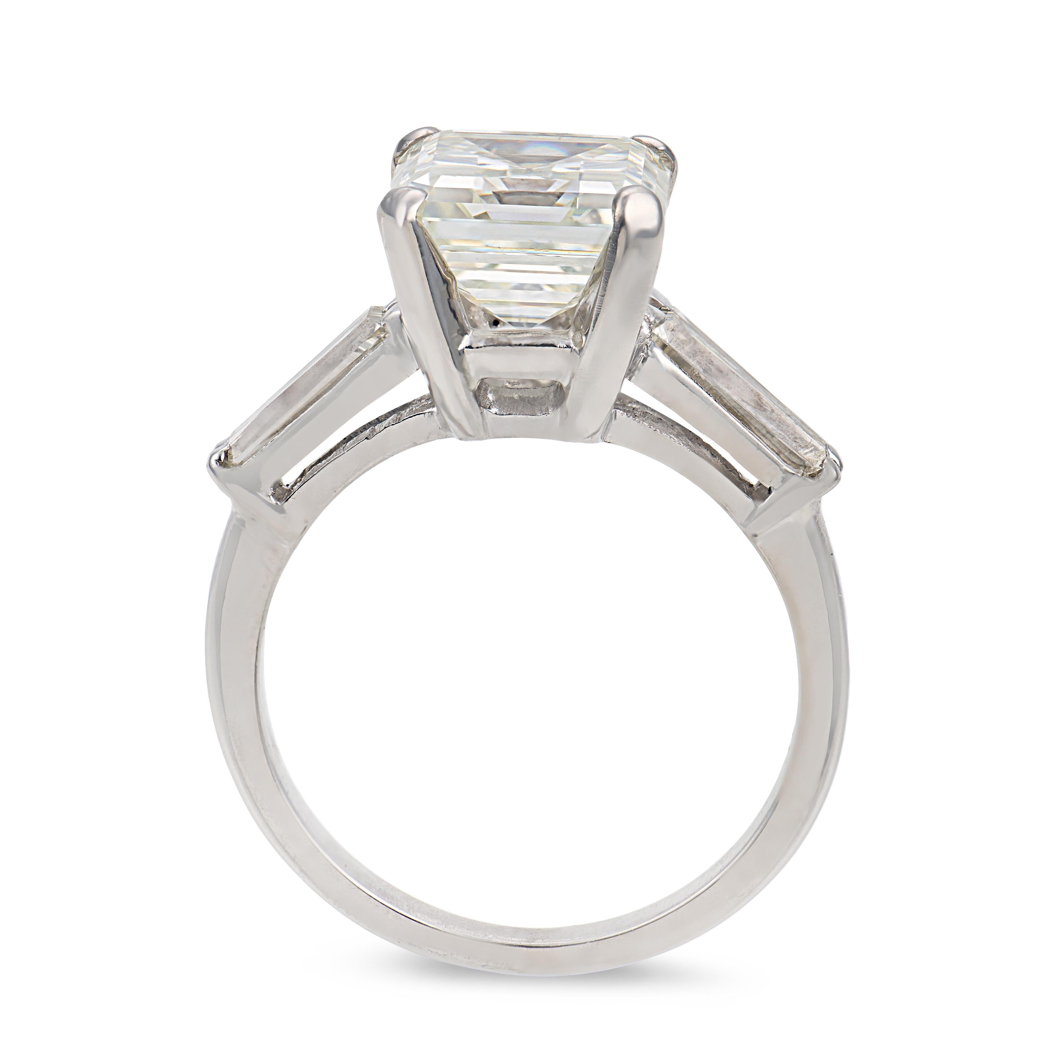 Retro Platinum GIA Diamond Engagement Ring 3.41ct