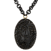Victorian Sterling Silver Jet Pendant Necklace