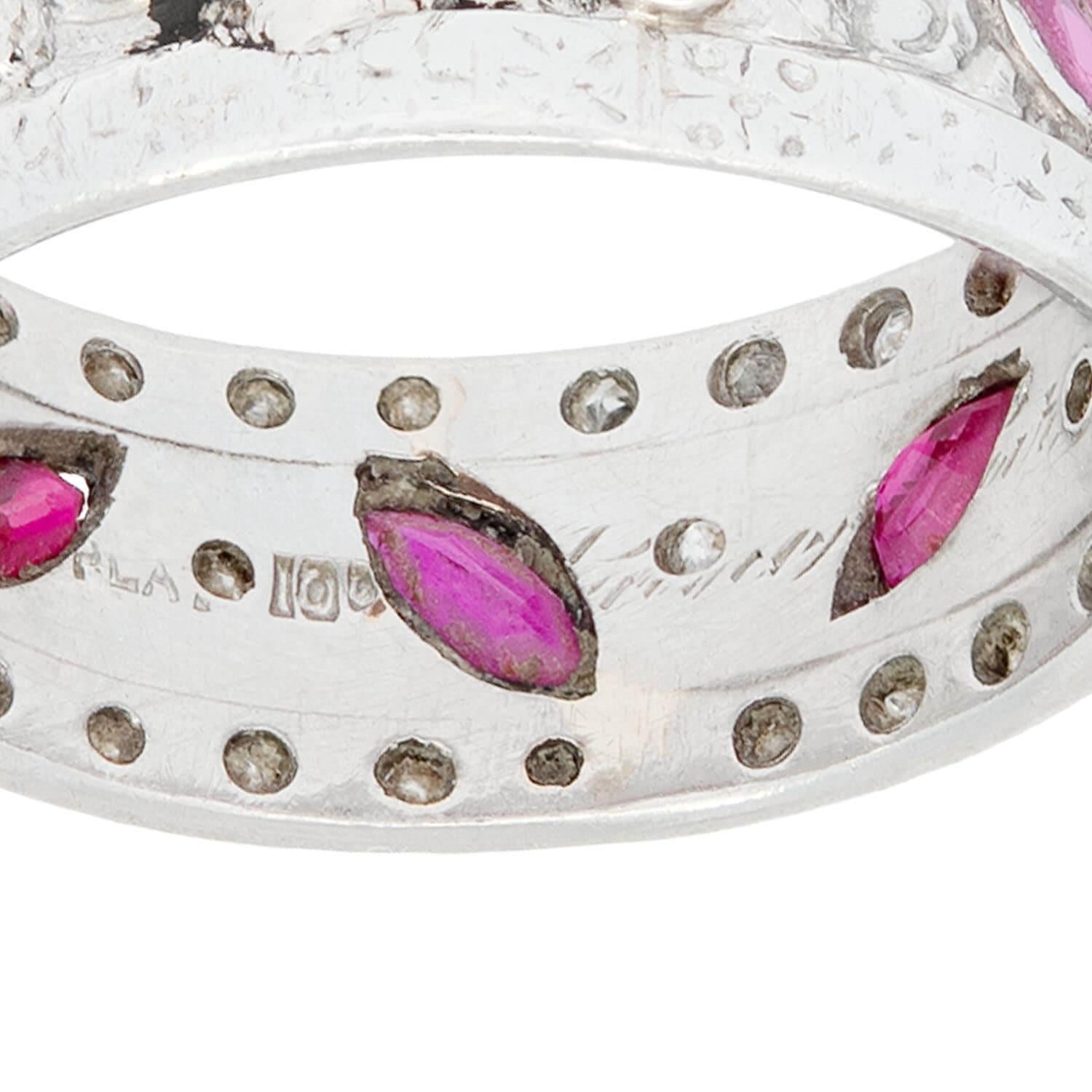 Retro Platinum Ruby and Diamond Band