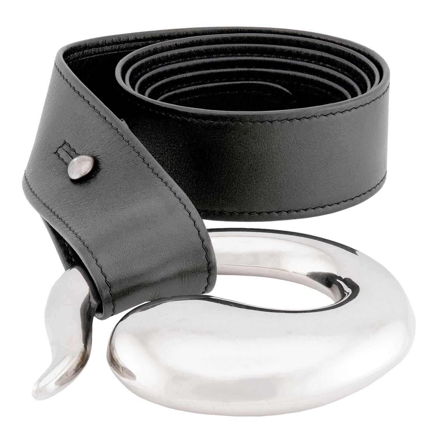 ELSA PERETTI FOR TIFFANY & CO. Vintage Italian Sterling Silver & Leather Belt