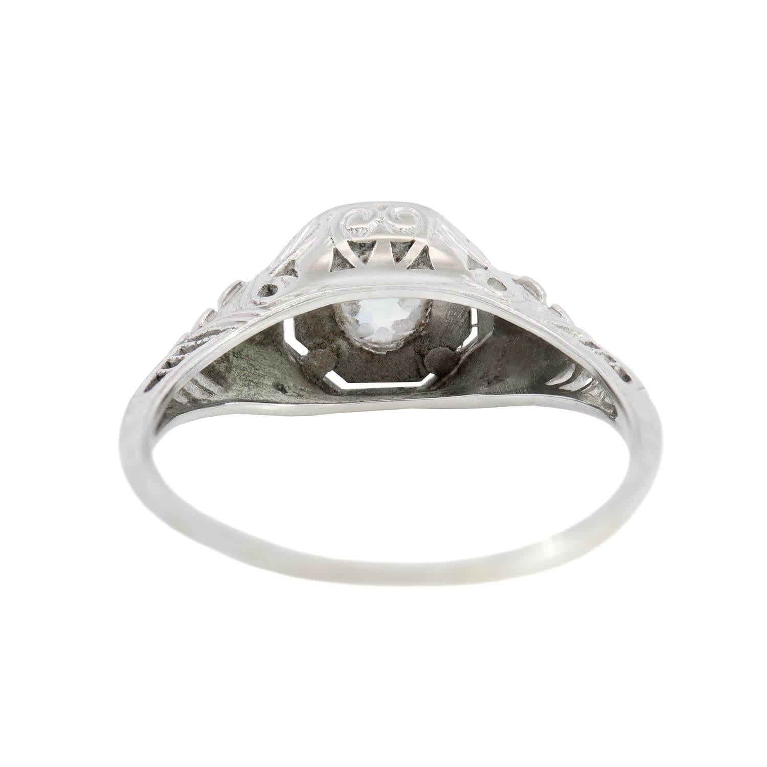 Art Deco 14k White Gold Diamond Filagree Ring 0.30ct