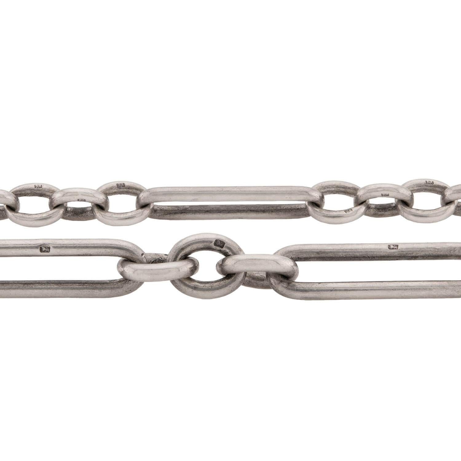 Victorian English Sterling Silver Paperclip Link Chain 28"