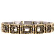 FREED Vintage Sterling Silver/Gold-Fill Stone Square-Link Bracelet