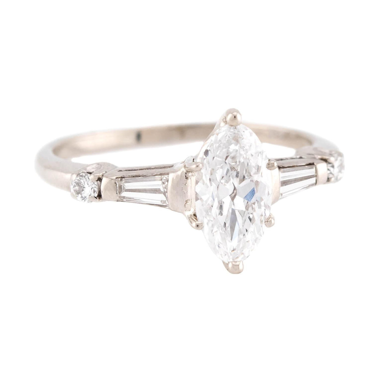 Art Deco 14k Diamond Engagement Ring 1.01ct