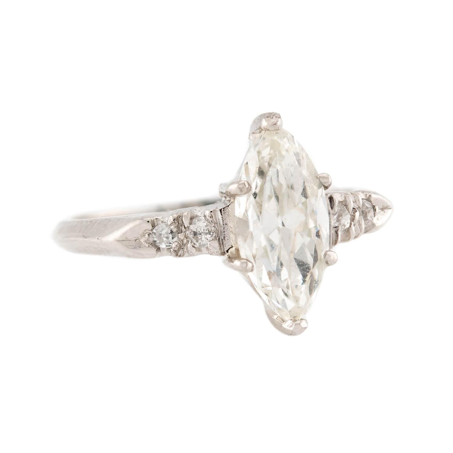 Art Deco Platinum Diamond Engagement Ring 1.14ct