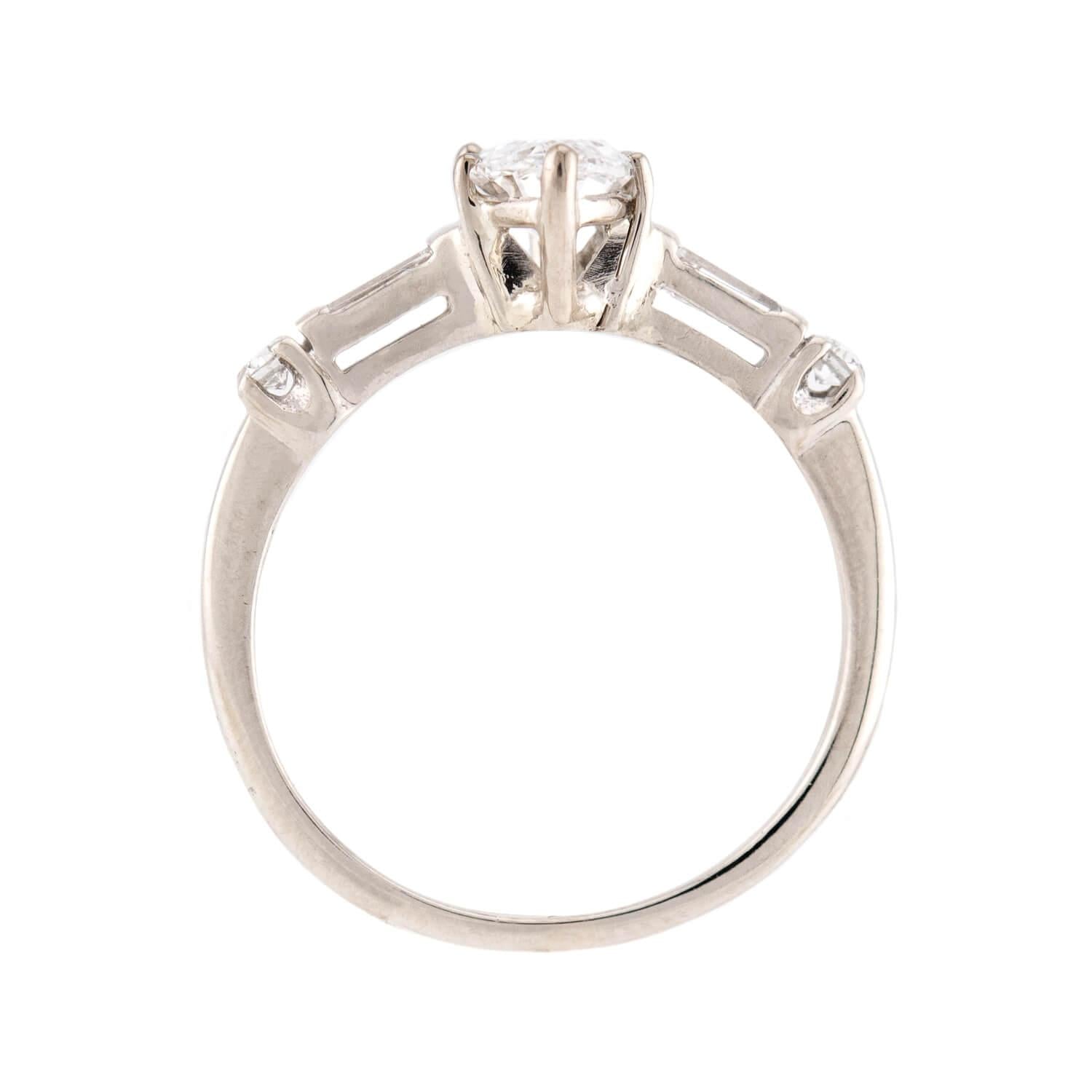 Art Deco 14k Diamond Engagement Ring 1.01ct