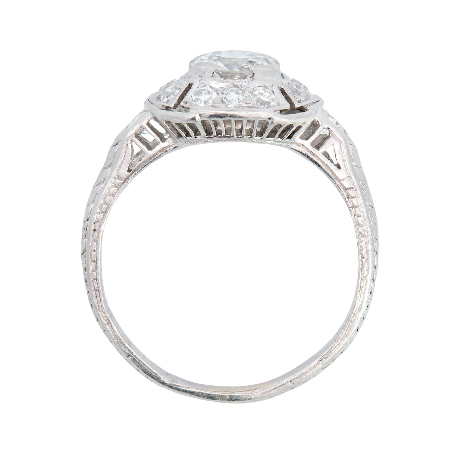 Art Deco Platinum Diamond Engagement Ring .55ctw