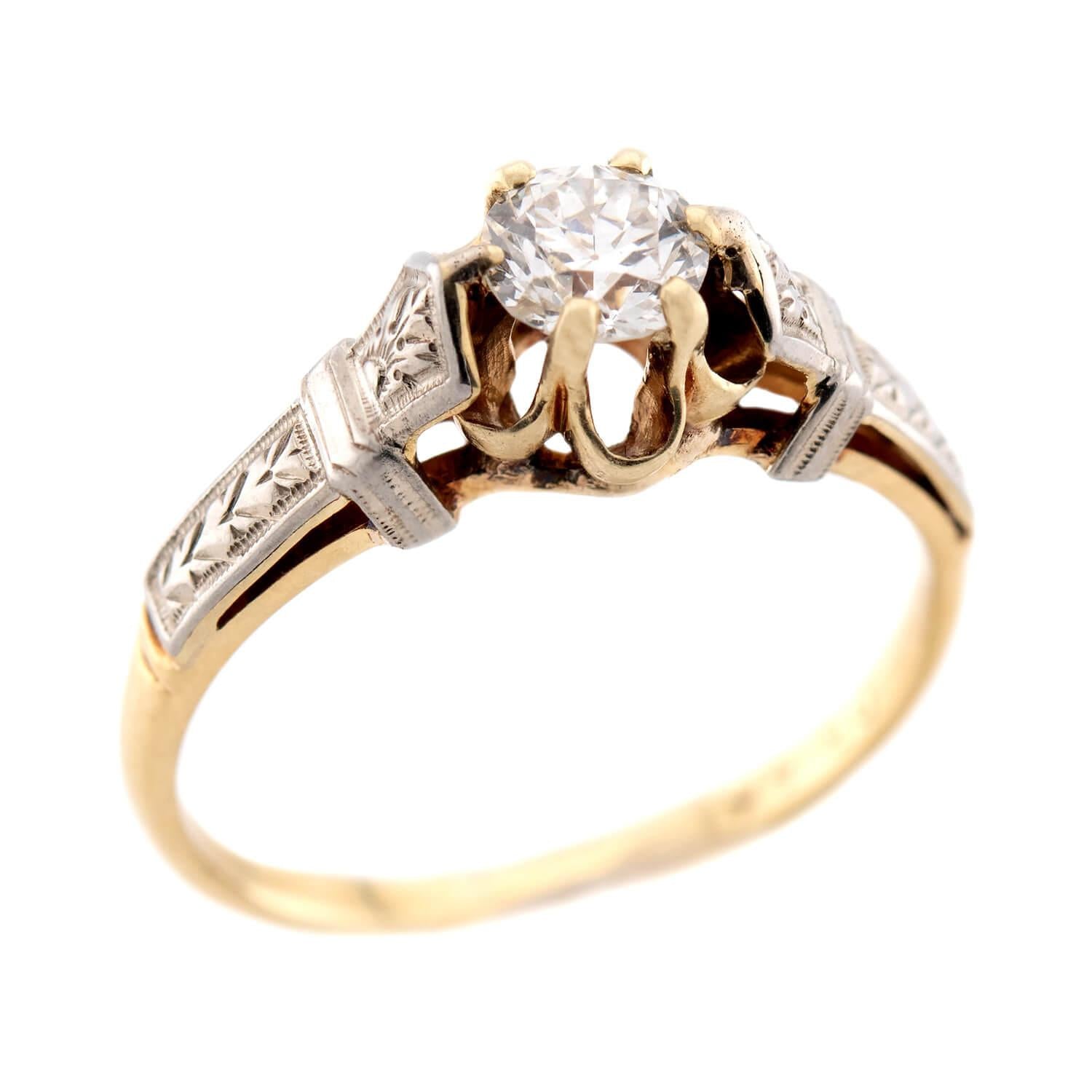 Edwardian 14k/Platinum Diamond Engagement Ring .35ct
