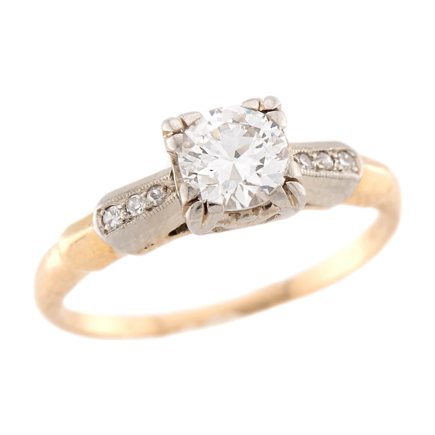 Retro 14k Diamond Engagement Ring .75ct