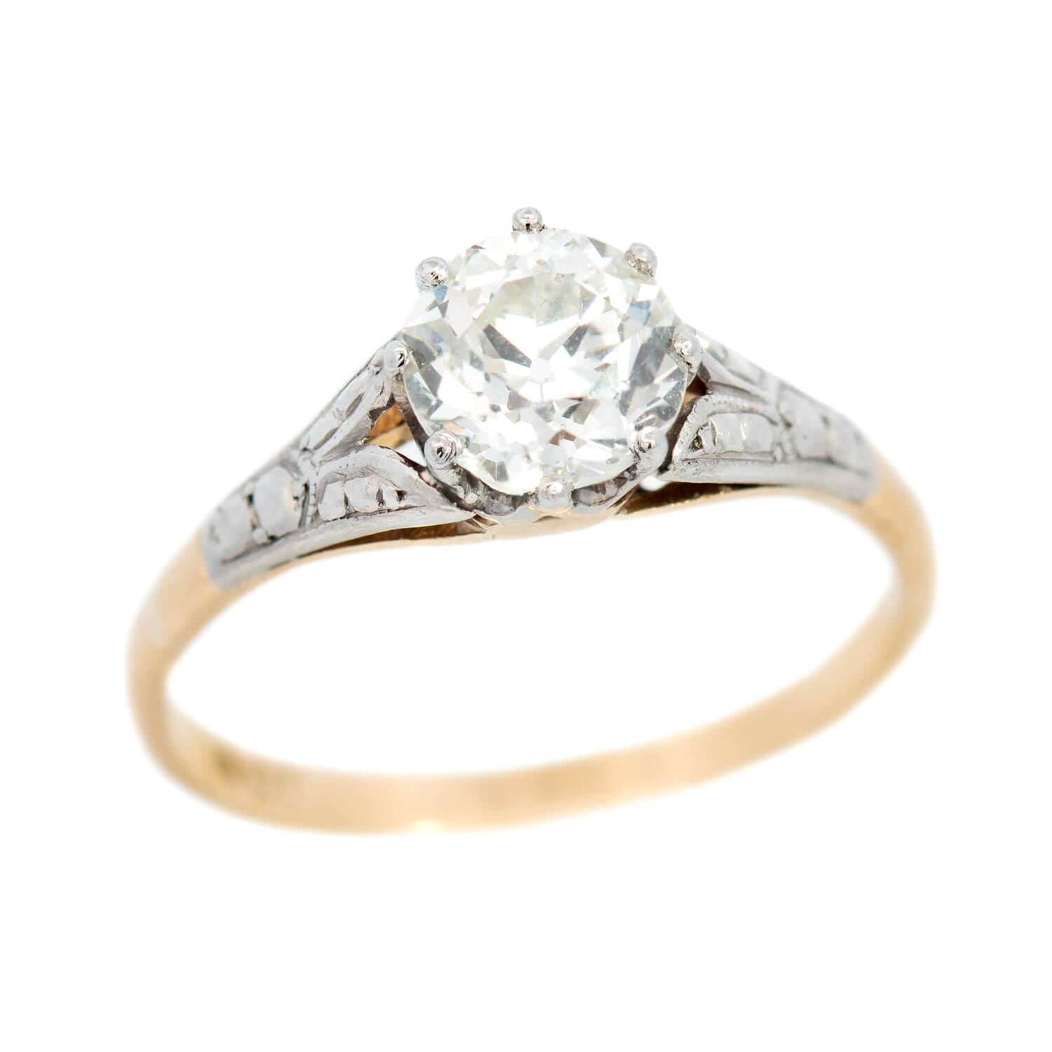 Early Edwardian 18k/Platinum Diamond Engagement Ring 1.04ct