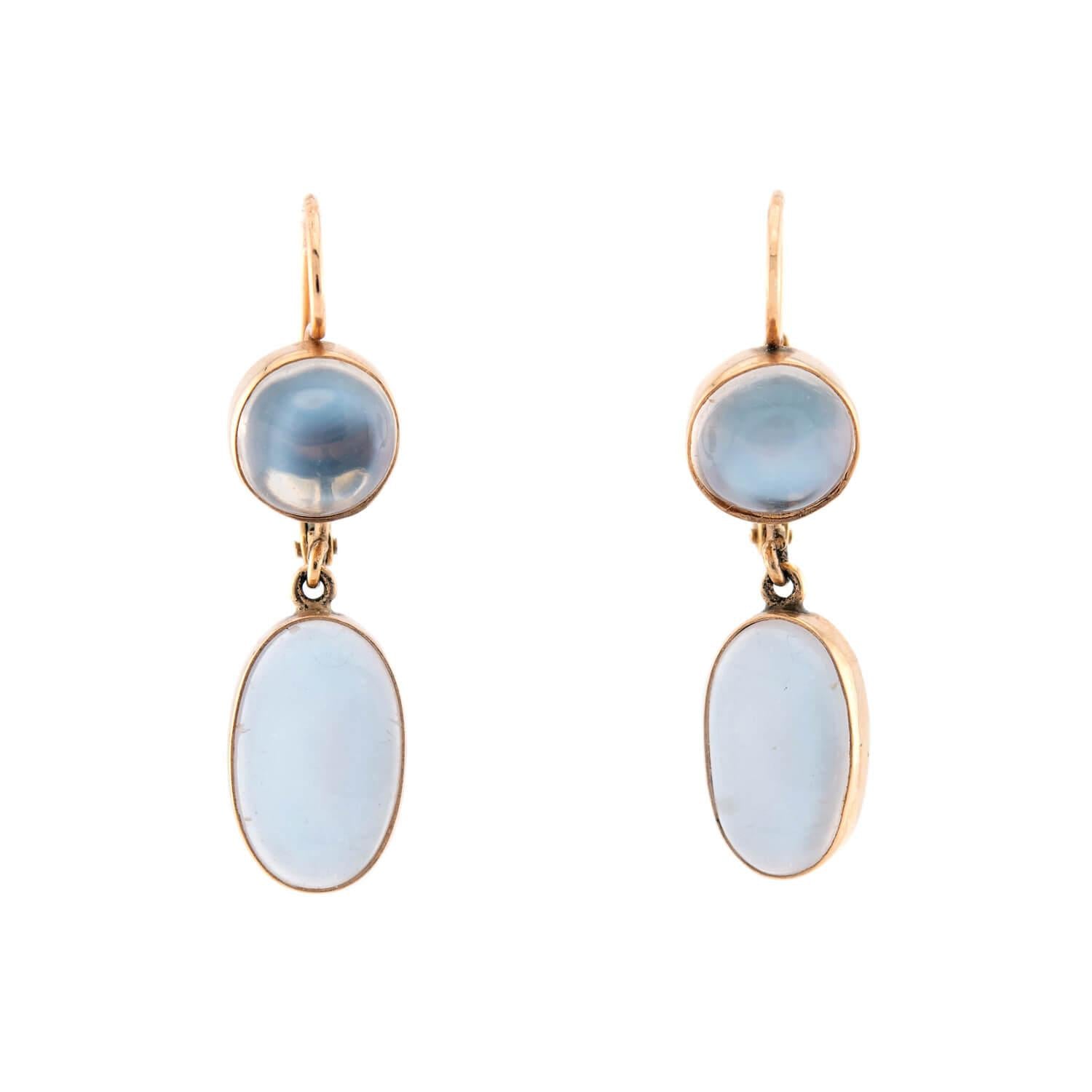 Retro 14k Moonstone Drop Earrings