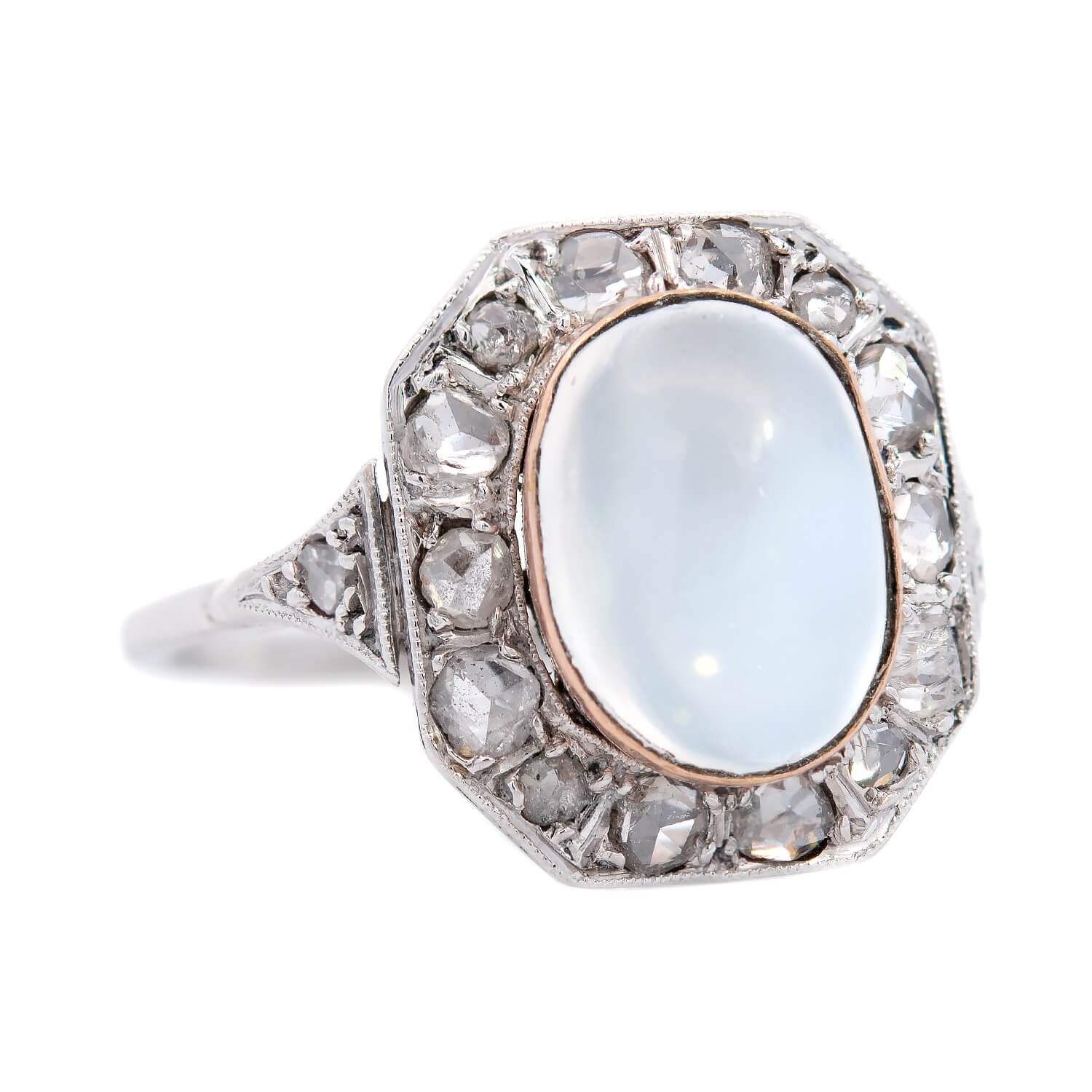 Edwardian 18k Moonstone and Diamond Ring