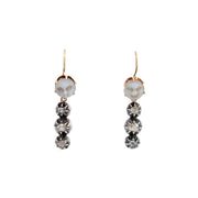 Victorian 14k/Sterling Man in the Moon Moonstone + Diamond Earrings