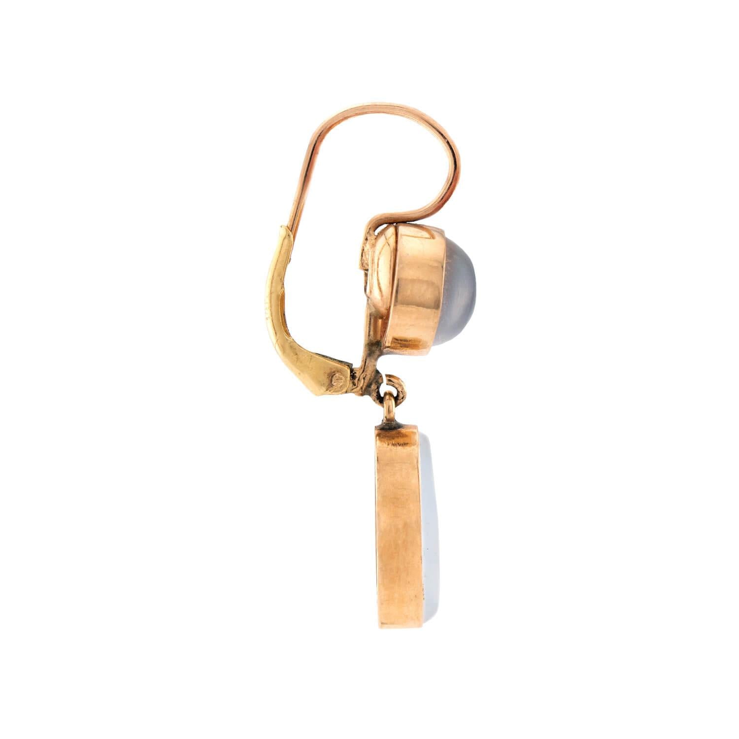 Retro 14k Moonstone Drop Earrings
