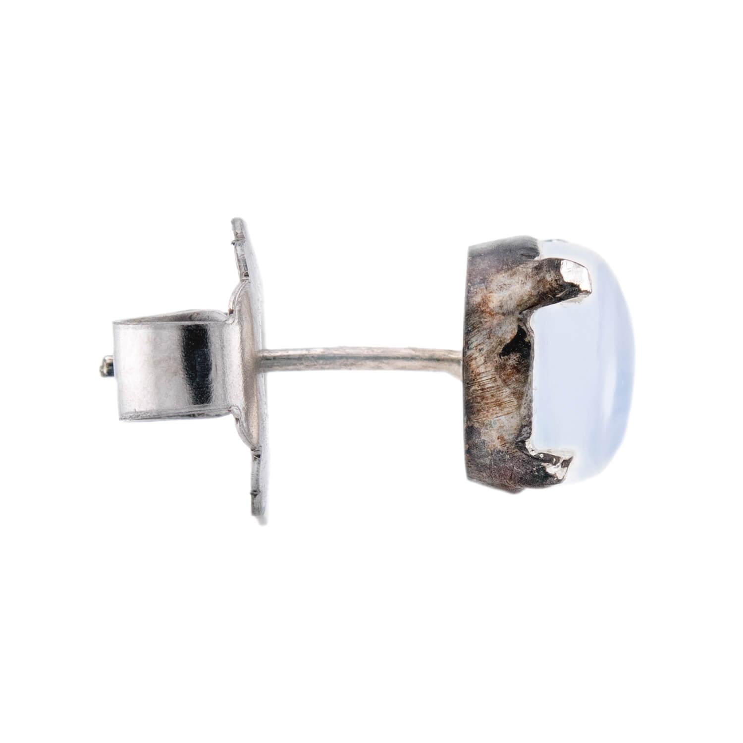 Victorian Sterling Silver Moonstone Stud Earrings