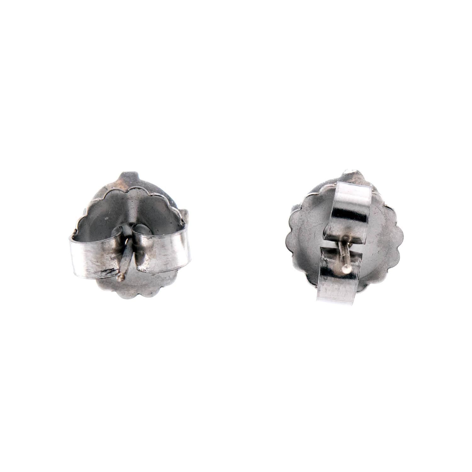 Victorian Sterling Silver Moonstone Stud Earrings