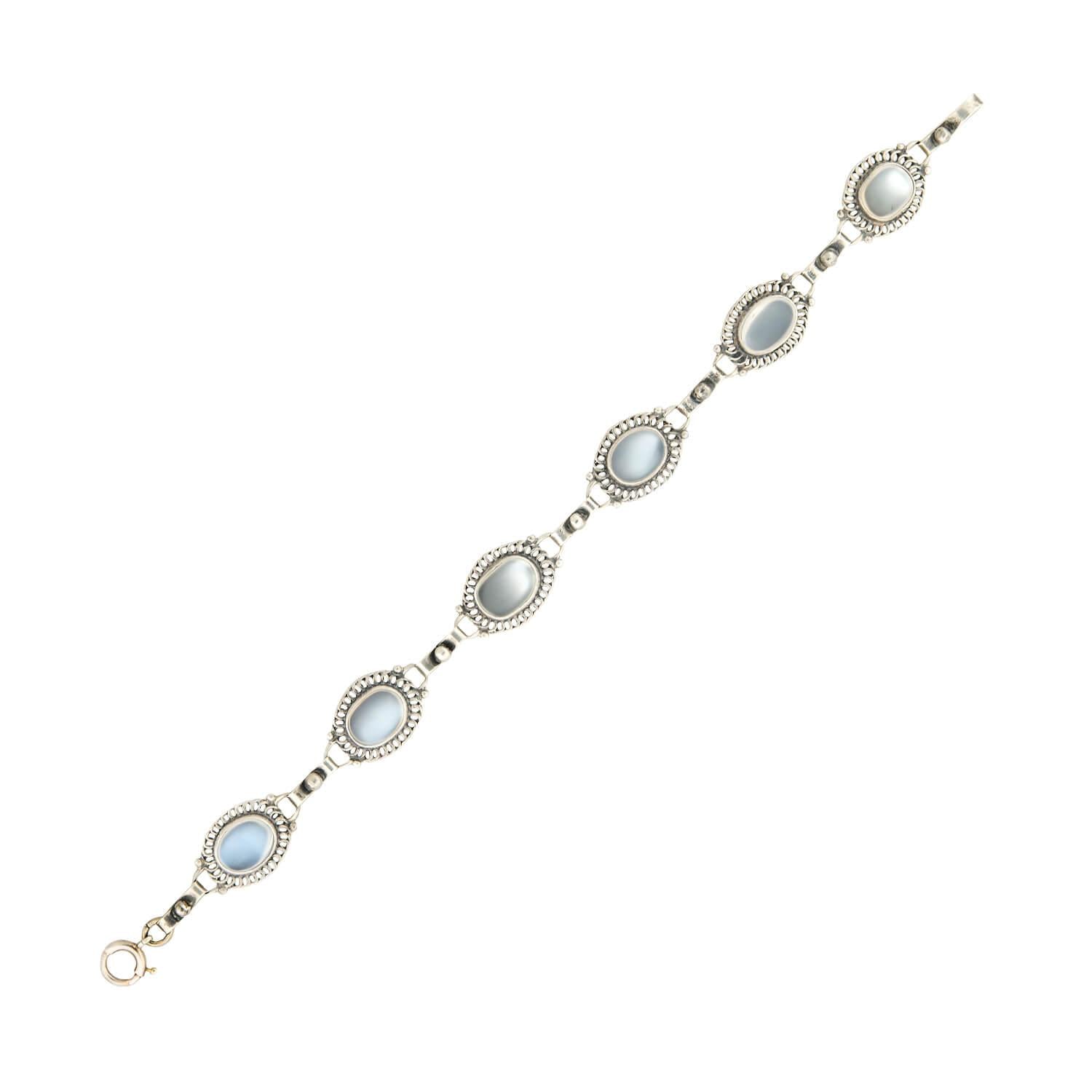 Retro Sterling Silver Moonstone Bracelet