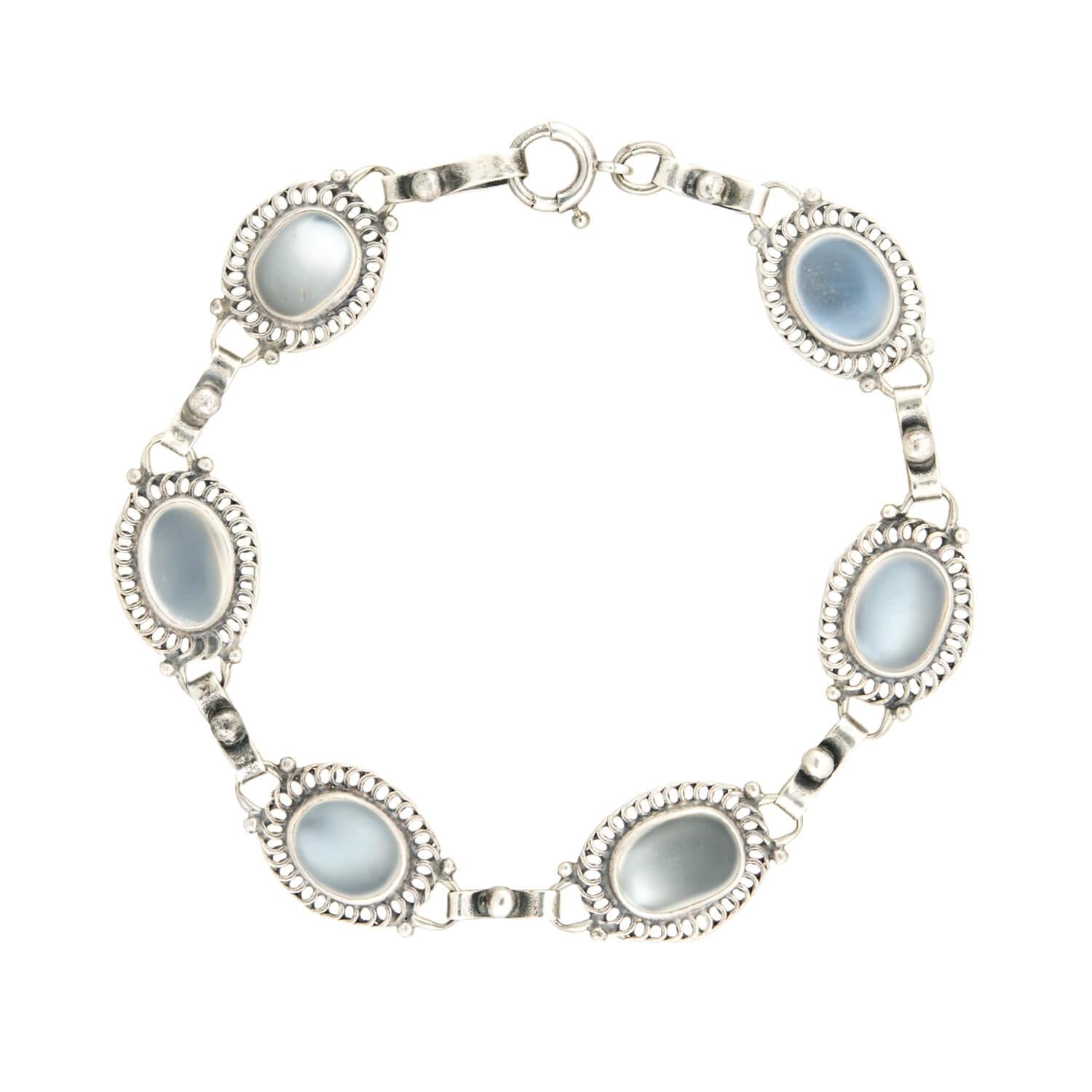 Retro Sterling Silver Moonstone Bracelet