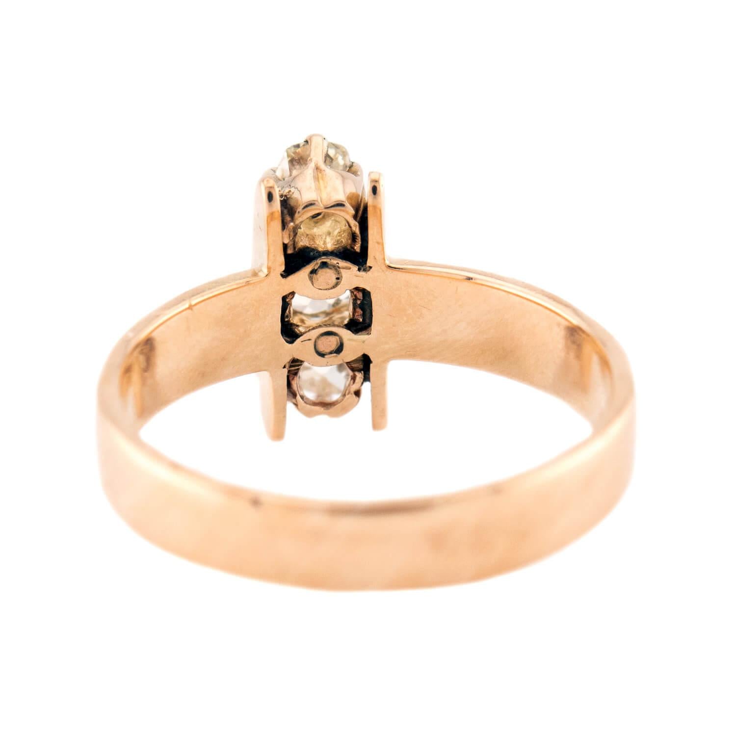 Victorian 14k Diamond & Enamel Navette Ring