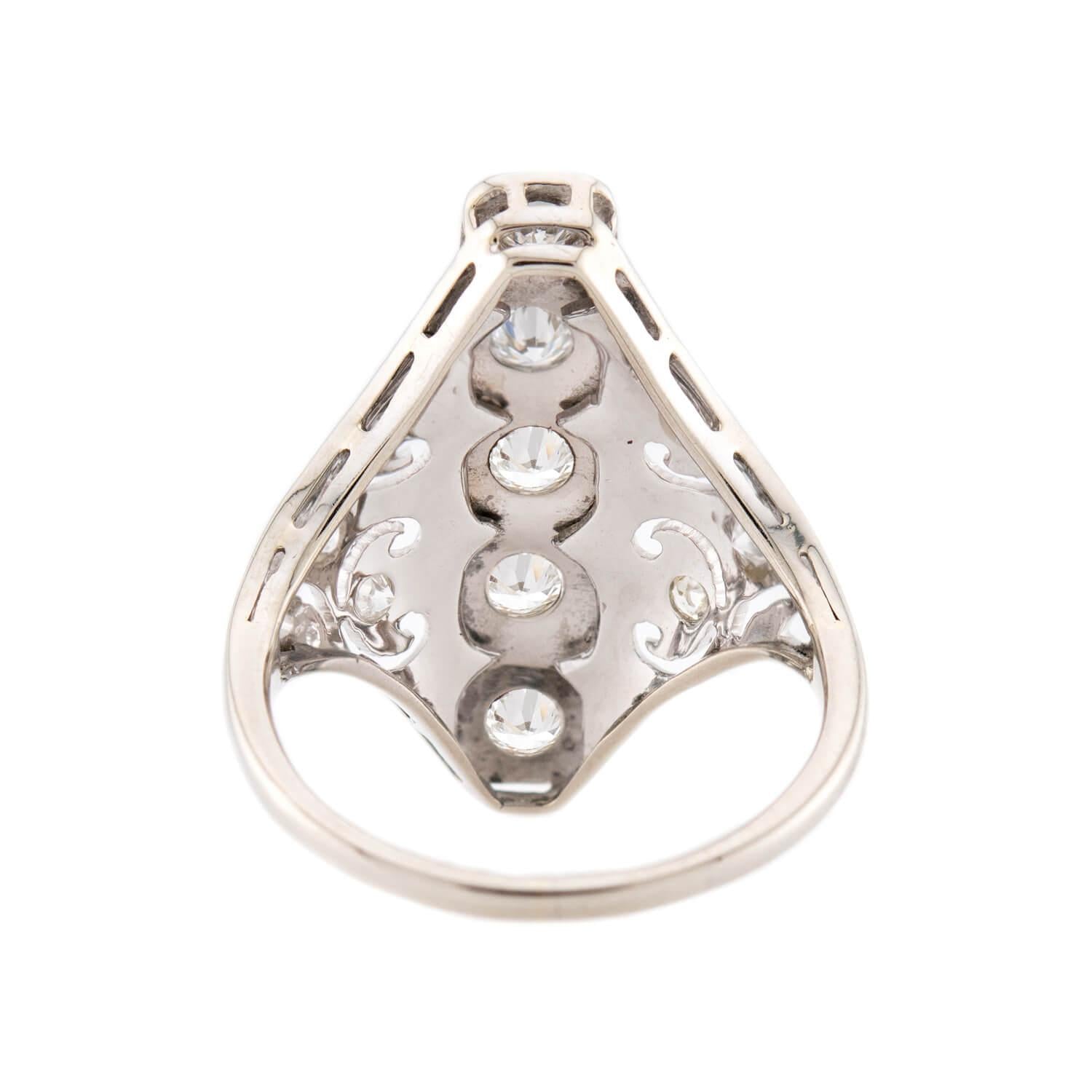 Retro 18k Diamond Navette Ring