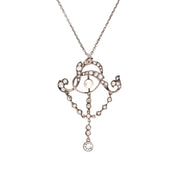 Art Nouveau Sterling Silver Paste and Pearl Lavalier Necklace