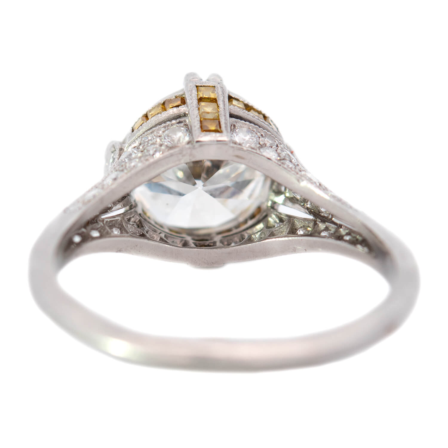 Art Deco Style French Platinum Diamond Engagement Ring 2.88ctw