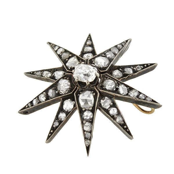 Victorian 18kt/Sterling Diamond Starburst Pendant 2.75ctw