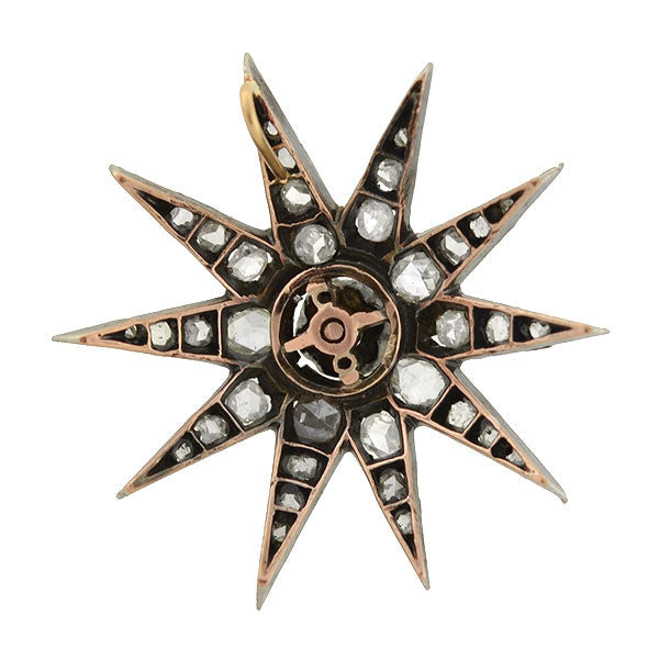 Victorian 18kt/Sterling Diamond Starburst Pendant 2.75ctw