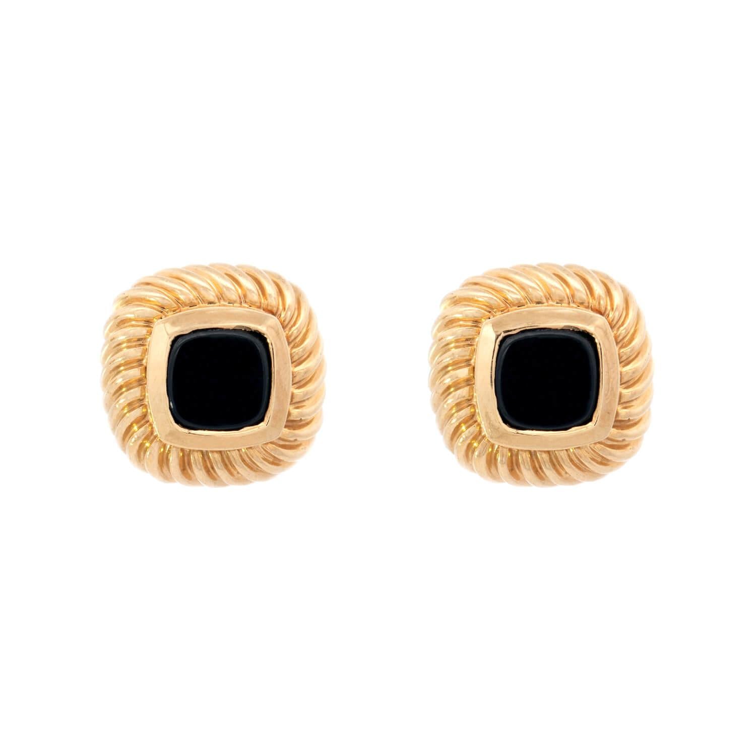 DAVID YURMAN Estate 18k Onyx Stud Earrings